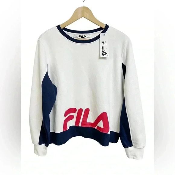 Fila Women’s Crewneck Logo Sweatshirt White Size 1X NWT - Picture 1 of 7